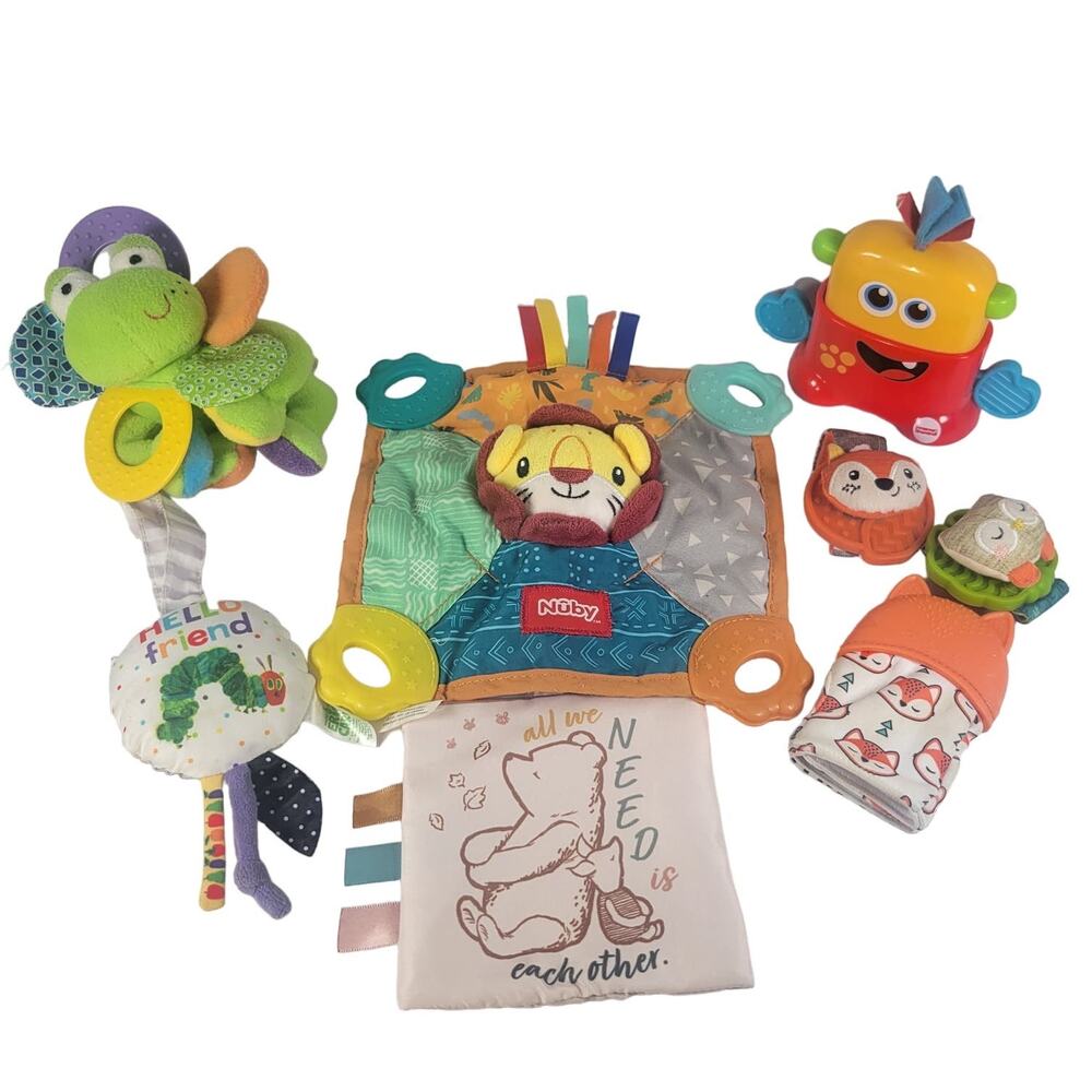Infant Baby Toy Bundle Soft Rattles Lovey Teethers Lot of 8 Fisher Price Monster